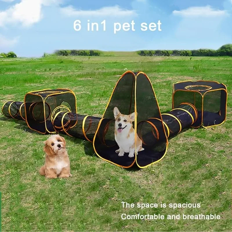 Interactive Cat Toy - 6-in-1 Tent Cat Enclosures with Tunnel